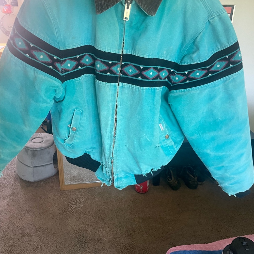 RARE Vintage carhartt tribal turquoise jacket XL